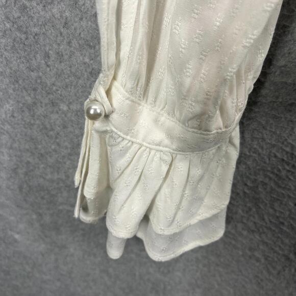 Anthropologie Ruffled Button Up Blouse Womens XS White Pearl Buttons NWOT - Picture 10 of 16